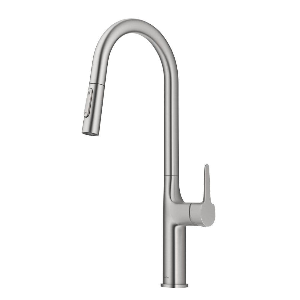 KRAUS Oletto Tall Modern Pull-Down Single Handle Kitchen Faucet - Spot Free Stainless Steel (KPF-3101SFS) | High Arc Design for Deep Sinks, Perfect for Washing Large Pots & Vegetables