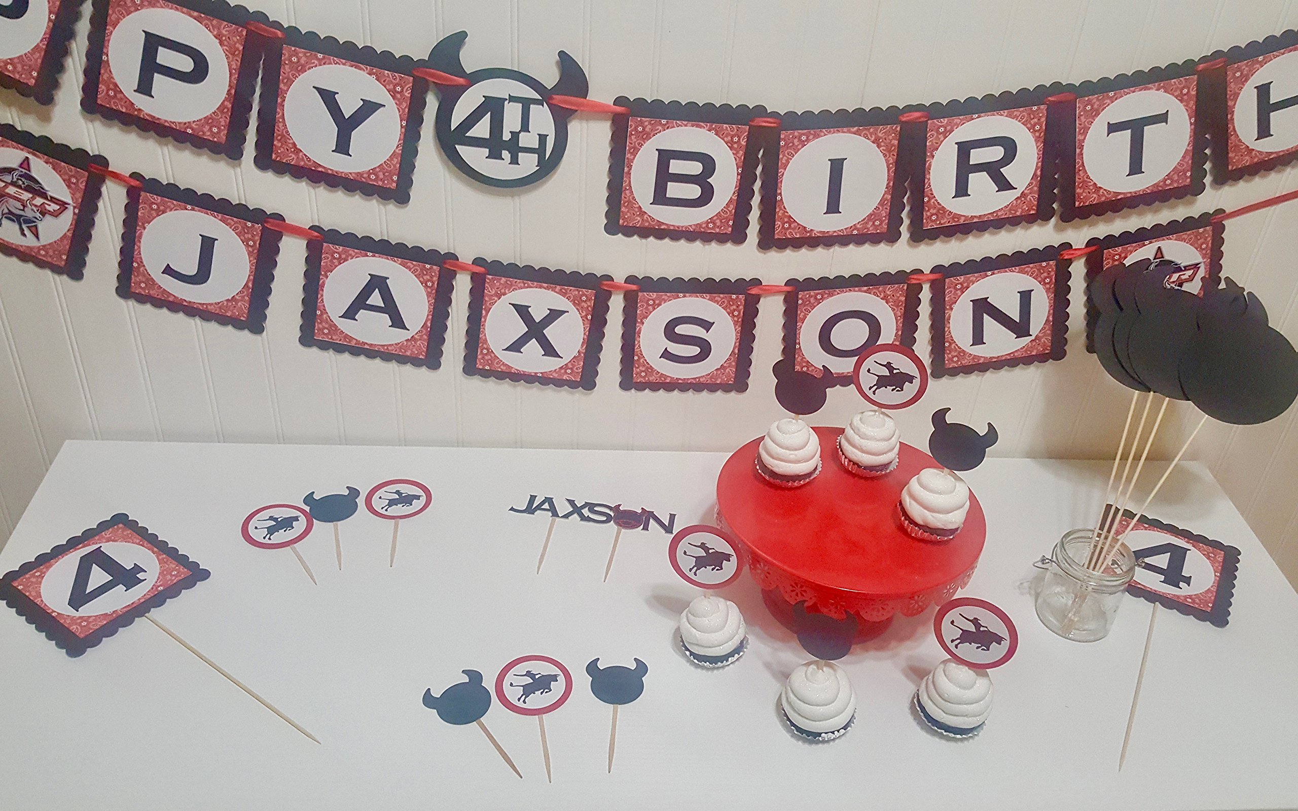 Bull Rider Cupcake Toppers - Western Theme Cowboy Party Decorations for Birthday Cakes, Baby Showers & Rodeo Events