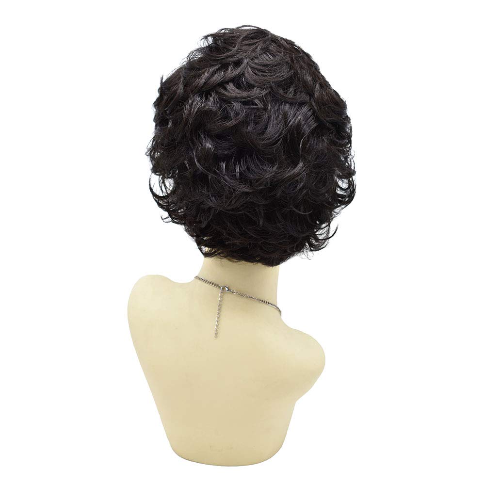 Natural Black Short Wavy Layered Wigs for Women - Premium Kanekalon Heat-Friendly Lightweight Fashion Wig - Perfect for Cosplay, Daily Wear & Special Occasions (Style F603553, Color 2# Natural Black)