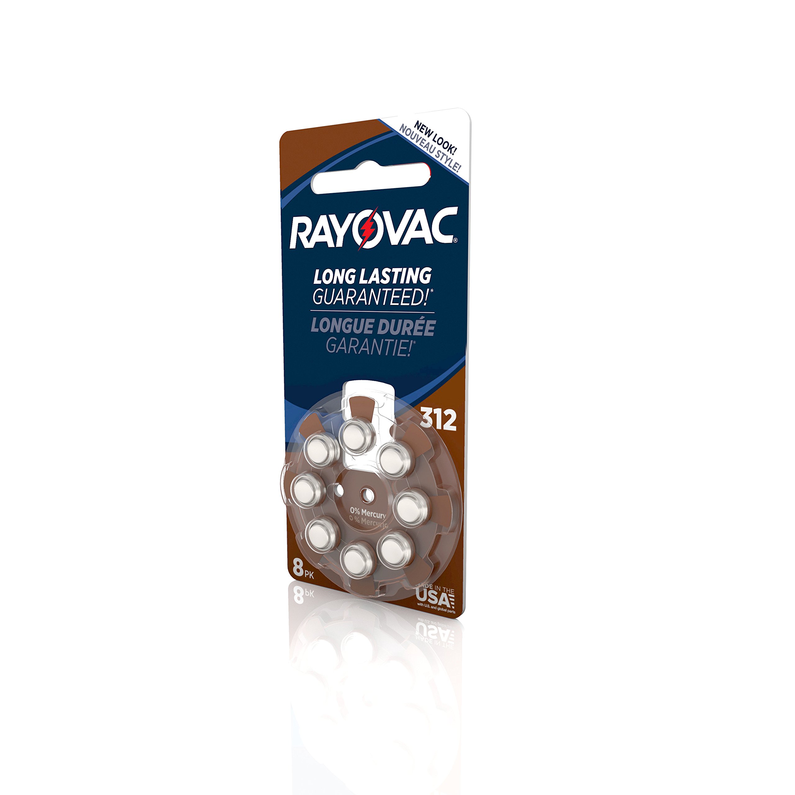 RAYOVAC Size 312 Hearing Aid Batteries - 8 Pack (L312ZA-8ZMB) - Long Lasting Zinc Air Batteries for Hearing Aids - Perfect for Travel, Daily Use & Emergency Backup