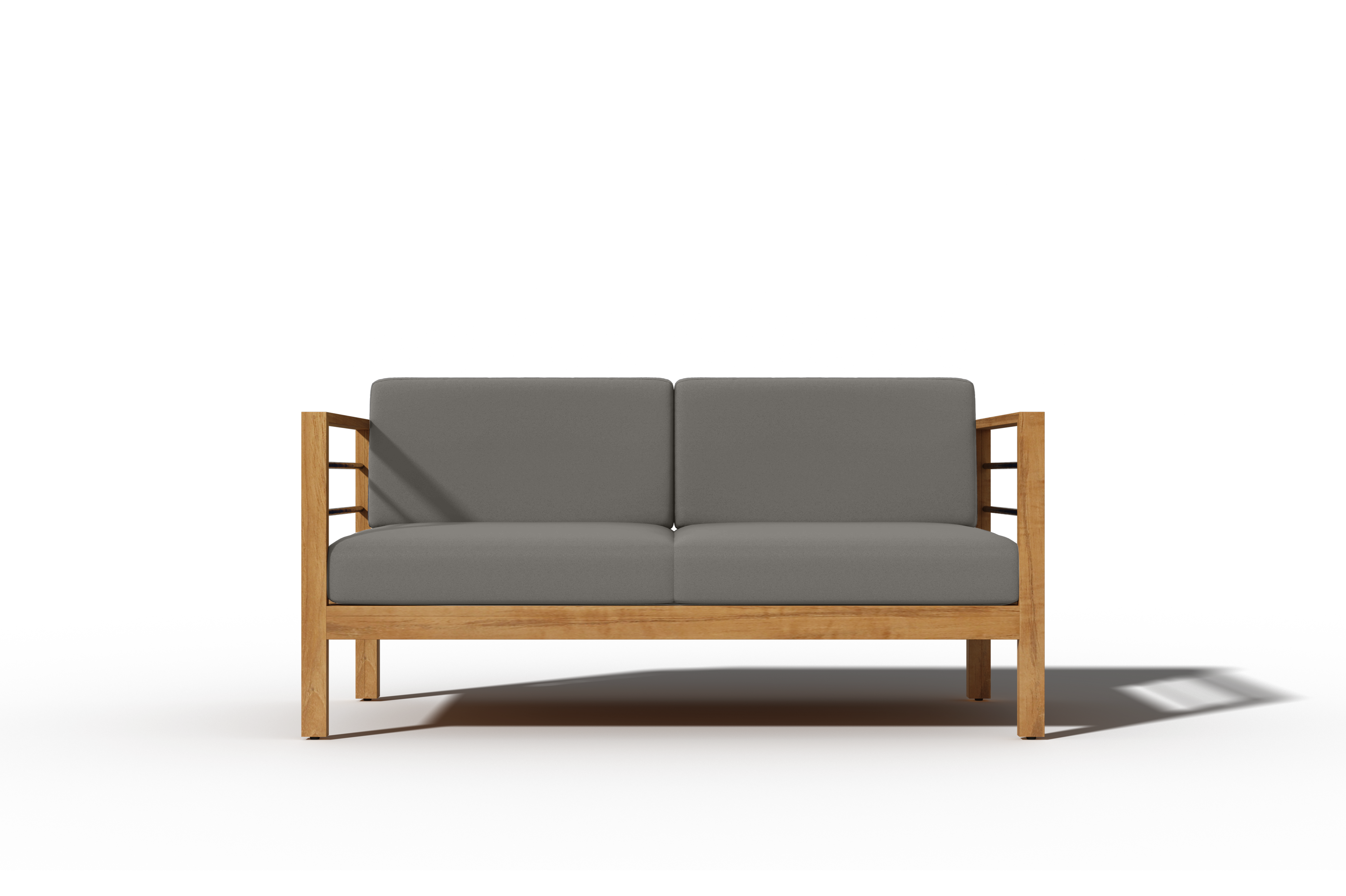 Leon 3-Person Teak Outdoor Sofa Set with Weather-Resistant Sunbrella Charcoal Cushions - Perfect for Patio, Garden, Poolside & Backyard Relaxation