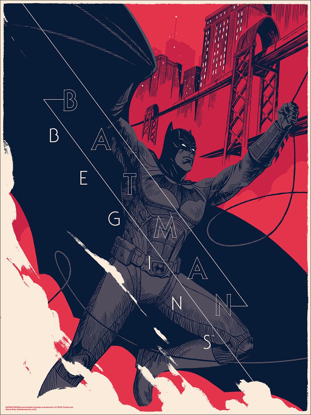 Batman Begins Movie Poster - Patrick Leger Art Print - Dark Knight Wall Decor for Home Theater & Superhero Fan Cave