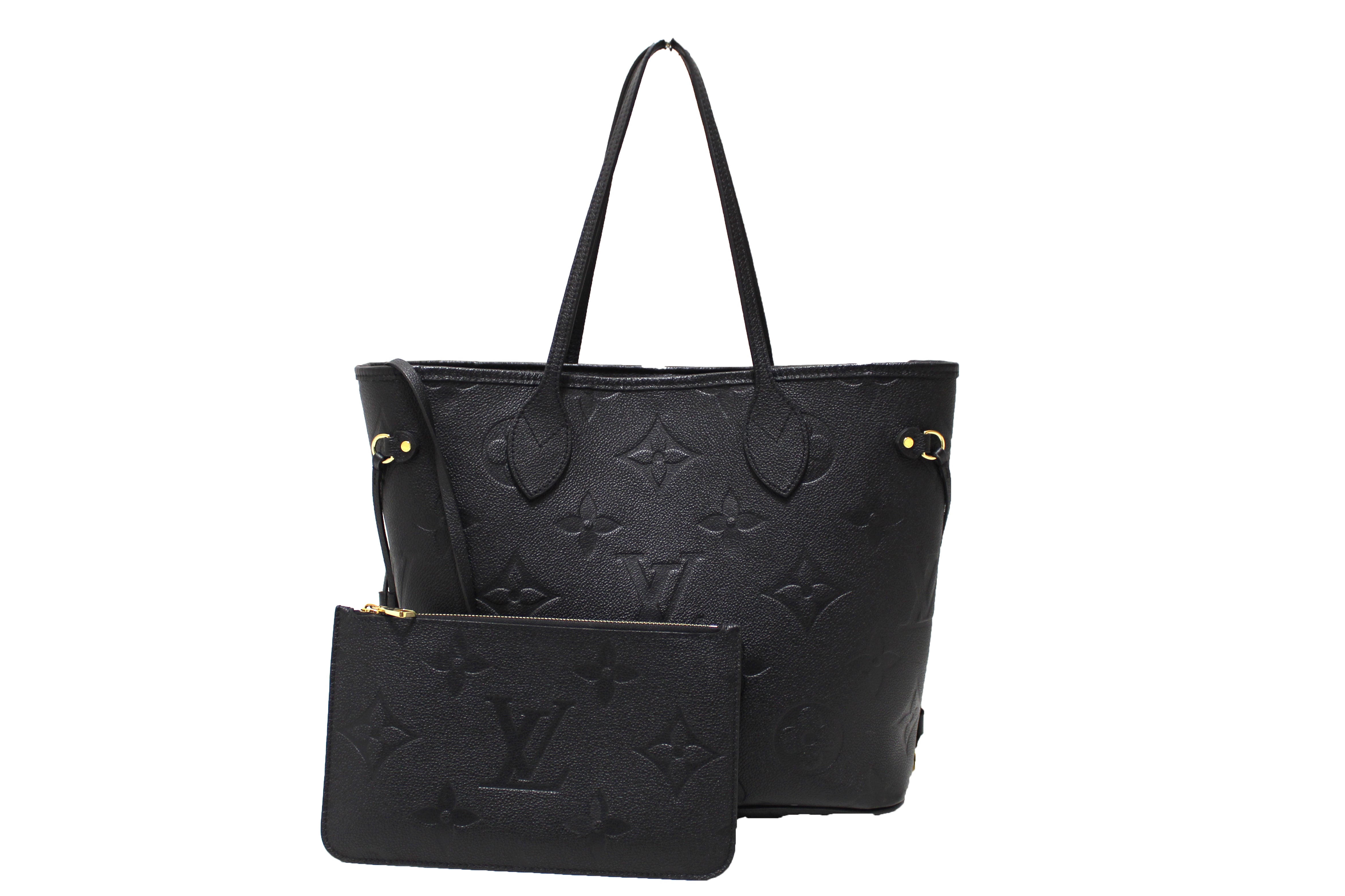 Authentic Louis Vuitton Black Monogram Empreinte Leather Neverfull MM Shoulder Bag Tote - Luxury Designer Handbag for Women, Perfect for Work, Travel & Everyday Use