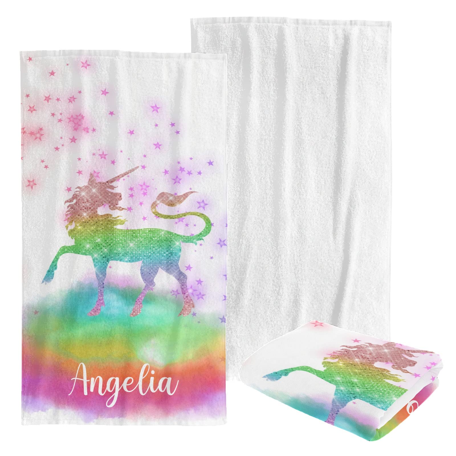 Custom Personalized Beach Towel - Soft Quick-Dry Bath Towel Blanket for Swimming, Sunbathing & Travel - Rainbow Unicorn Design for Kids, Men, Women, Boys & Girls - Perfect for Pool, Beach & Vacation Use