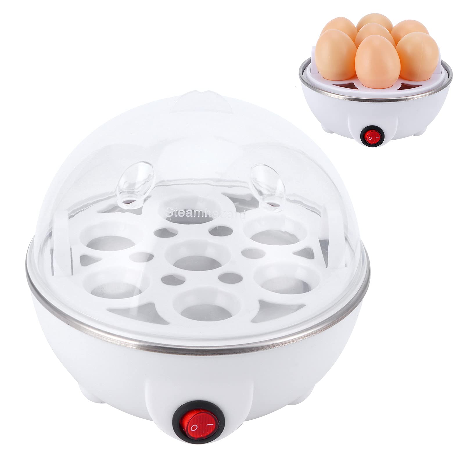 Electric Egg Cooker & Steamer - Multifunctional Mini Egg Boiler Maker for Hard/Soft Boiled Eggs, Poached & Steamed Eggs | Perfect for Breakfast Meal Prep, Keto Diet & Healthy Cooking (US)