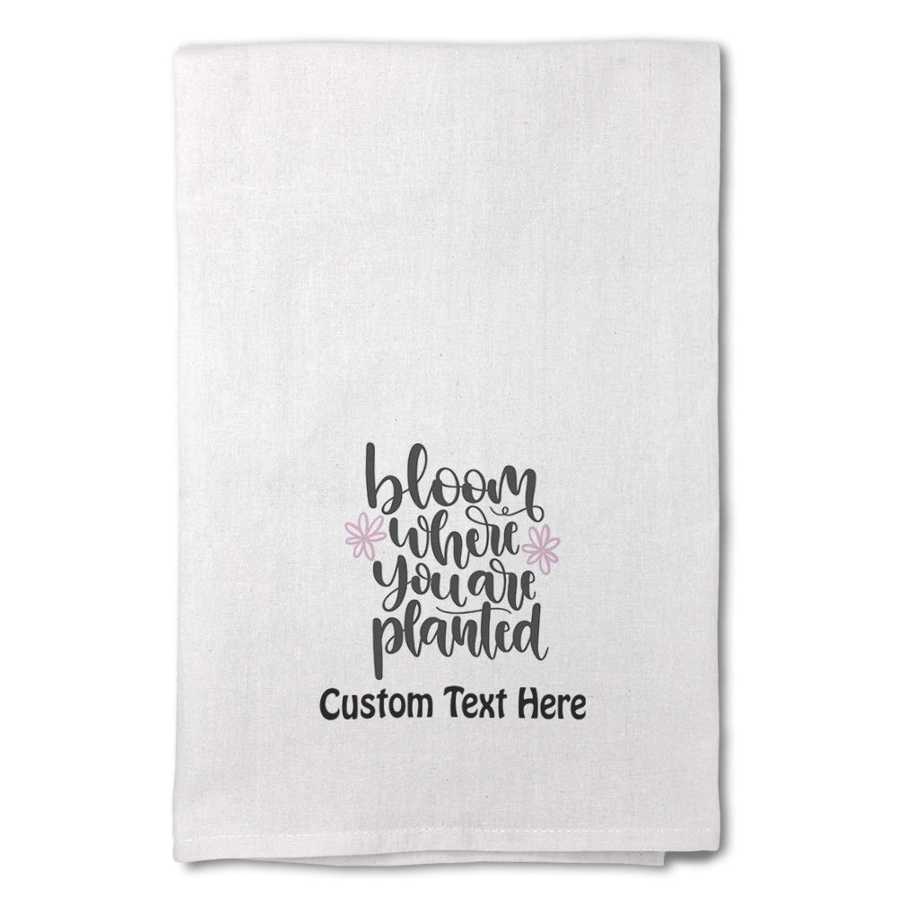 Custom Printed Easter Kitchen Towels - Bloom Where You Are Planted Dish Cloths - Personalized Text Flour Sack Towels for Spring Decor, Cooking & Cleaning Supplies