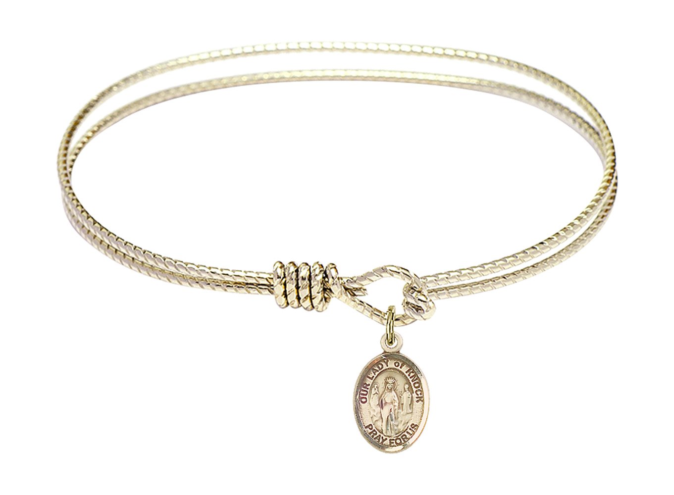 F A Dumont 7 1/4 Inch Oval Eye Hook Bangle Bracelet with Knock Charm | Vintage Style Jewelry for Women | Perfect for Parties, Weddings & Everyday Wear