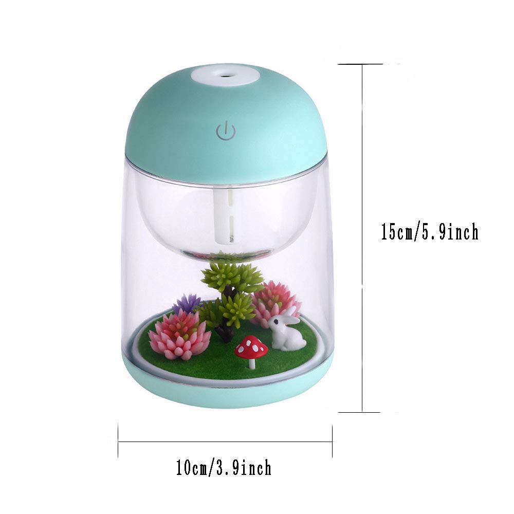 Mini USB Humidifier with 7-Color LED Light, Adjustable Mist Levels & Auto Shut-Off - Portable Air Moisturizer for Home, Office, Nursery, Travel - Perfect for Dry Skin, Allergies & Better Sleep (Blue)