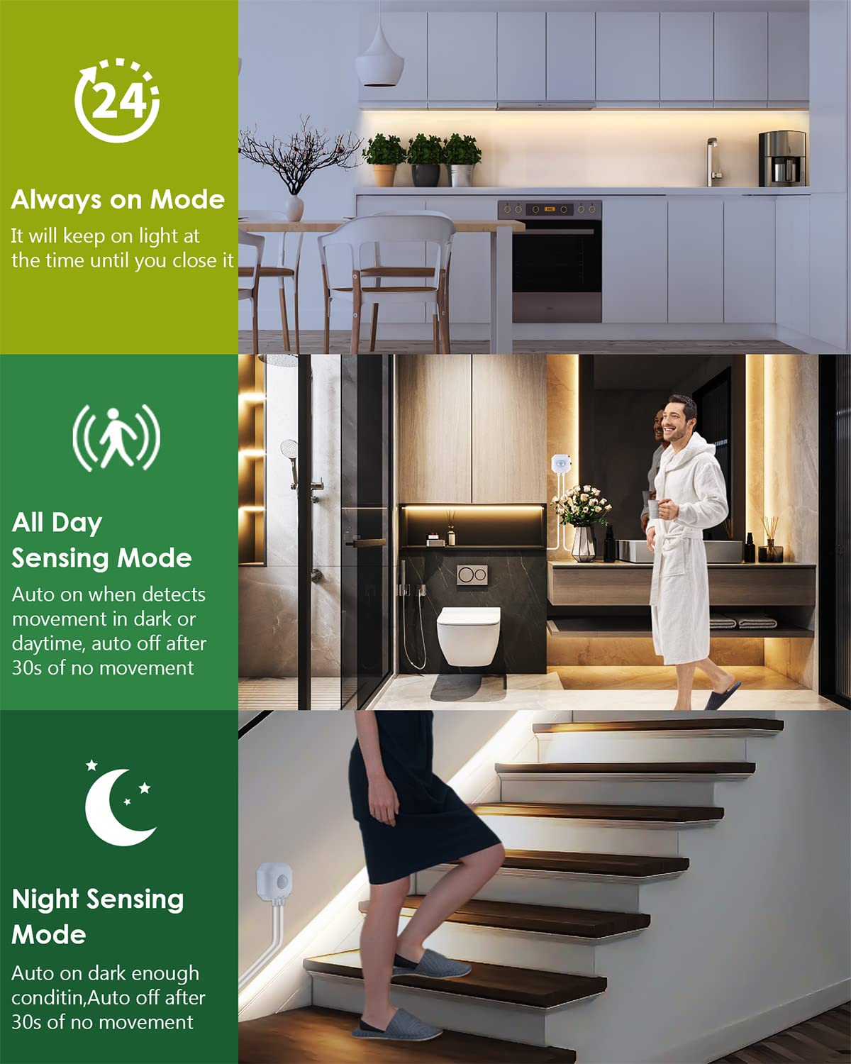 10ft Waterproof LED Strip Lights with Motion Sensor, Remote & APP Control - Adjustable Warm White to Cool White (2700K-6500K) - 5V Bright LED Tape Light for Bathroom, Porch, Balcony, Kitchen, Bedroom & Outdoor Decor