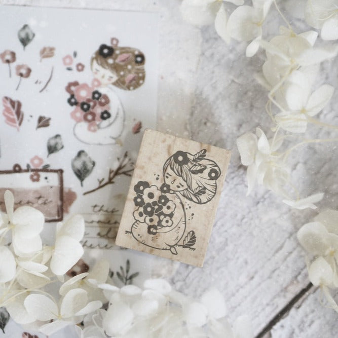 Black Milk Project Stamp - Floral Moments | Vintage Rubber Stamp for Scrapbooking, Card Making & DIY Crafts