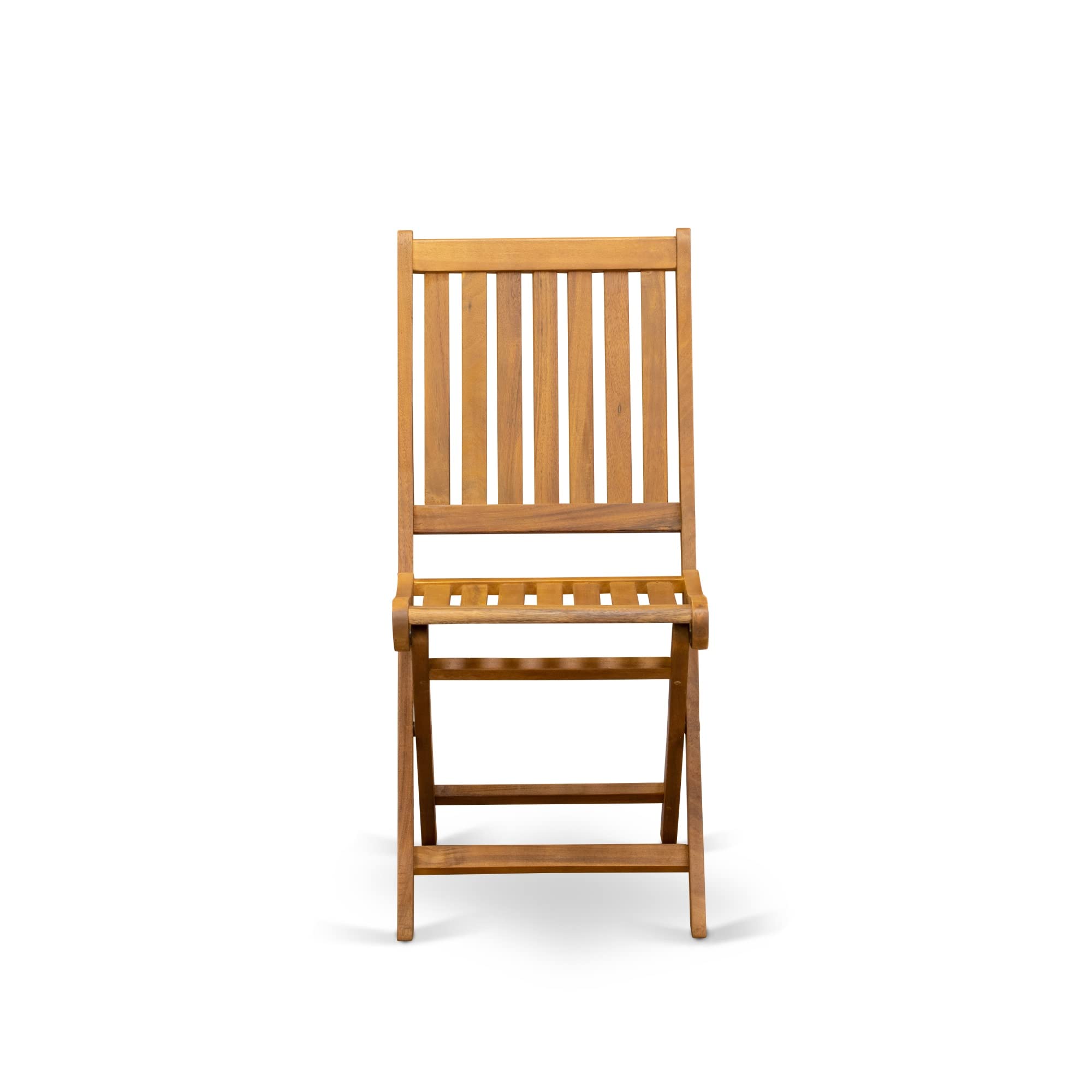 East West Furniture BDKCWNA Outdoor Dining Chairs with Slatted Back - Natural Oil Finish - Weather-Resistant Patio Furniture for Garden, Deck, and Poolside Dining