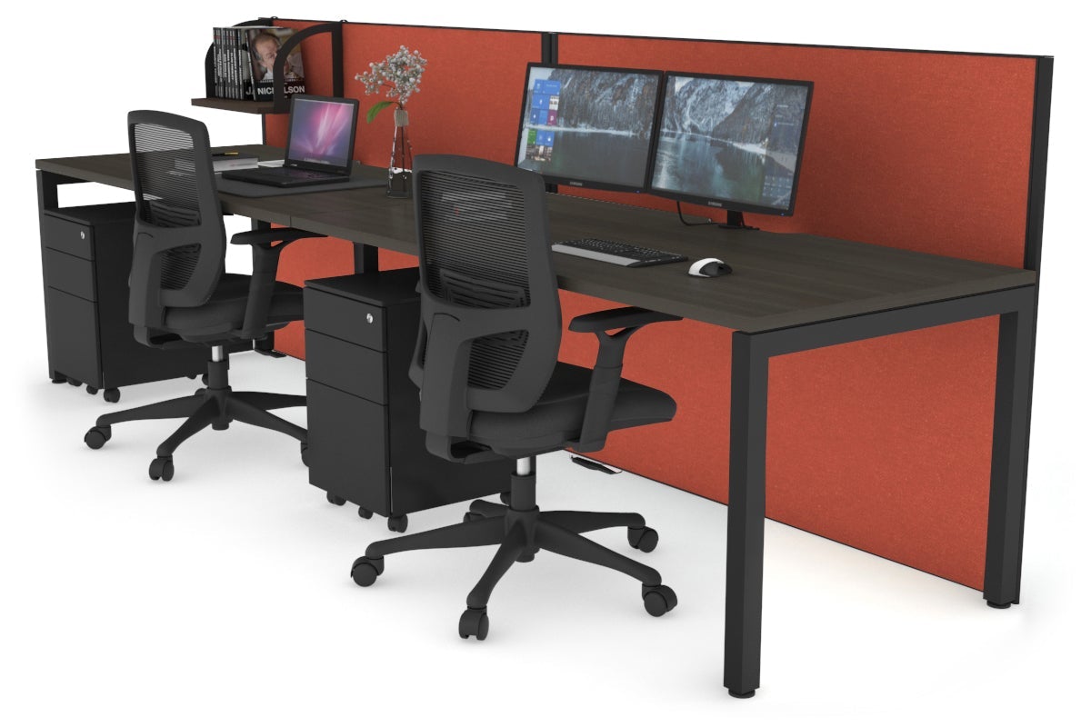 Horizon Quadro 2 Person Office Workstation with Square Legs - 1400L x 800W Dimensions, Cable Management Scallop - Perfect for Shared Workspaces & Collaborative Office Environments