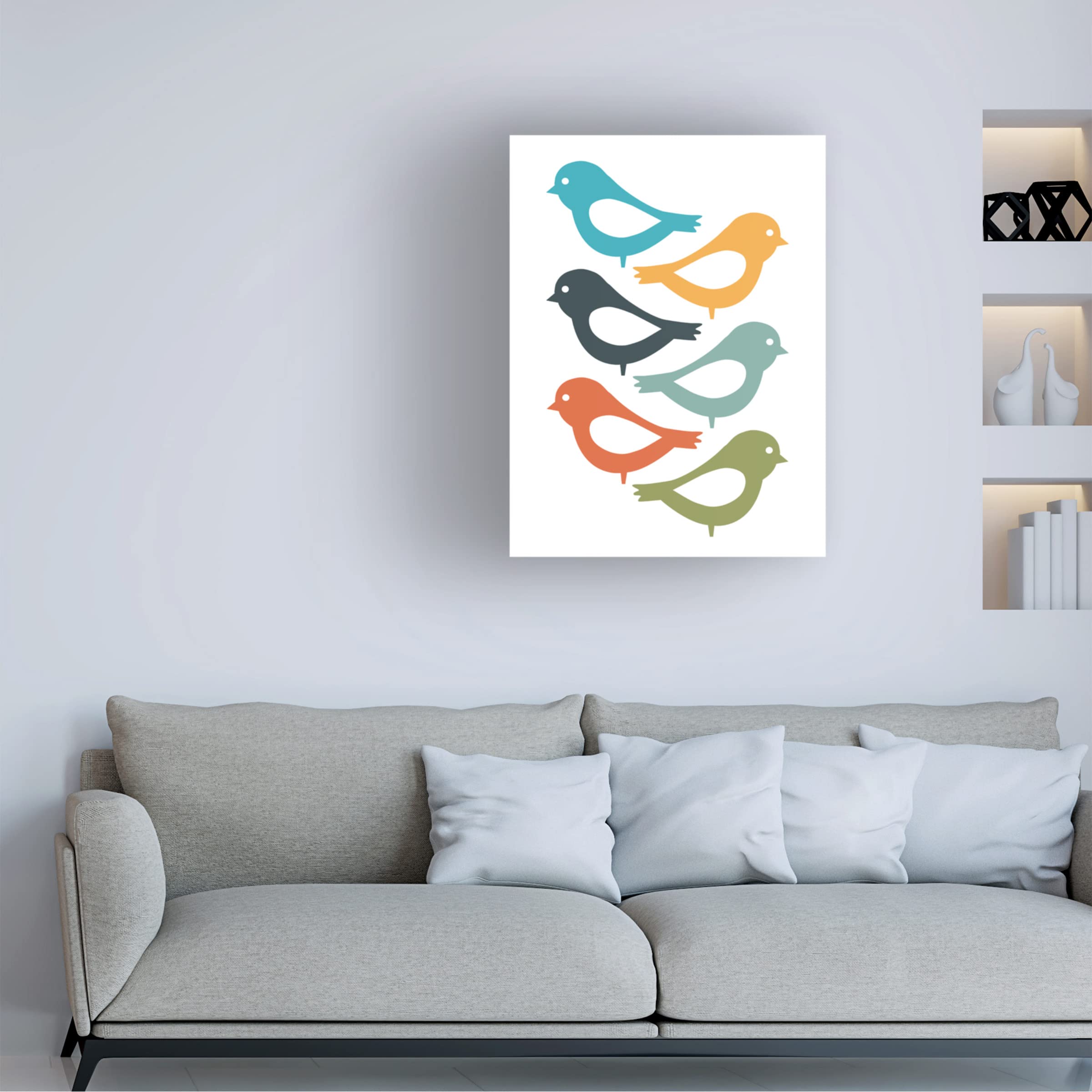 Trademark Fine Art 'Playful Birds' Canvas Wall Art by Ayse - Vibrant Hand-Painted Home Decor for Living Room, Bedroom & Office