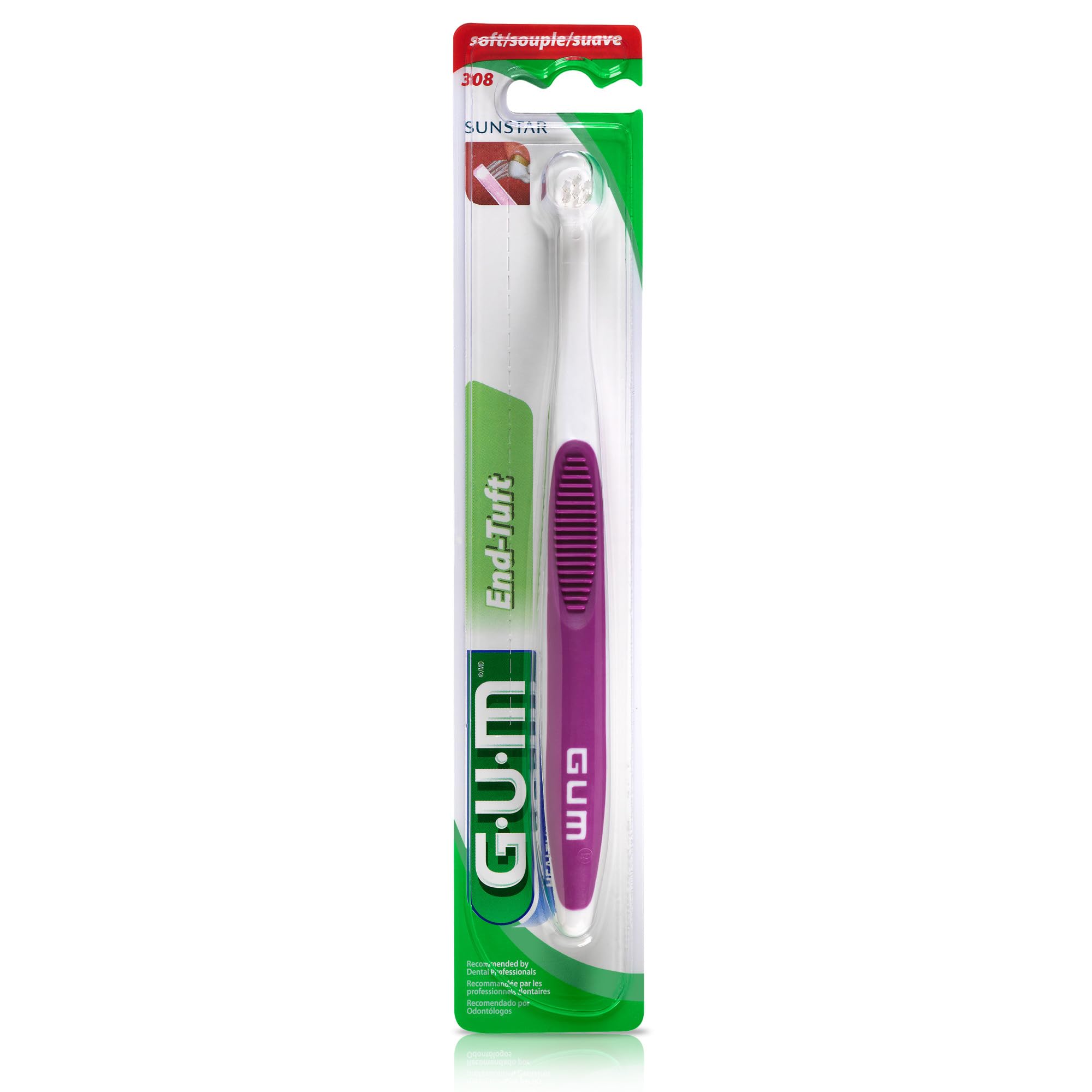 GUM End Tuft Toothbrush - Extra Small Soft Bristle Toothbrush for Hard-to-Reach Areas, Implants, Back Teeth & Wisdom Teeth - Gentle Dental Care for Adults - Pack of 6 - Perfect for Travel, Daily Oral Hygiene & Post-Dental Surgery Care