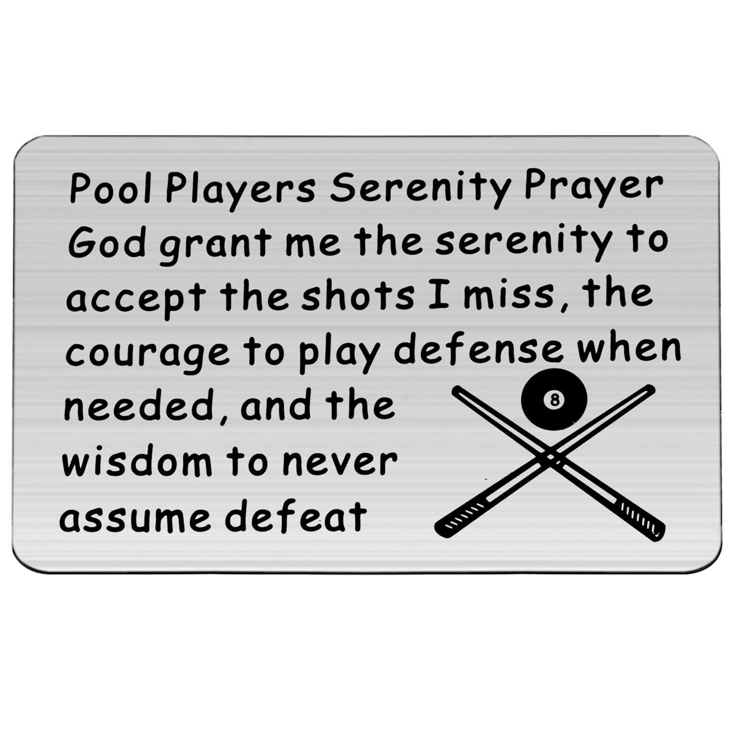 LQRI Billiards Gift - Serenity Prayer Wallet Card for Pool Players | 8-Ball Design Billiard Coach Accessory | Perfect Gift for Pool Enthusiasts & Bar Game Lovers