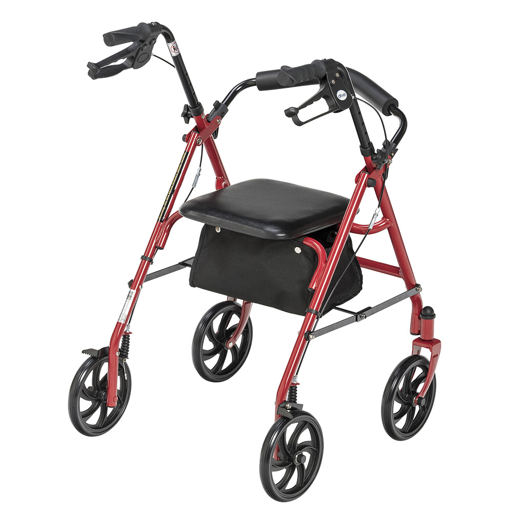 Drive Medical 10257RD 1 Durable 4-Wheel Rollator Walker with 7.5