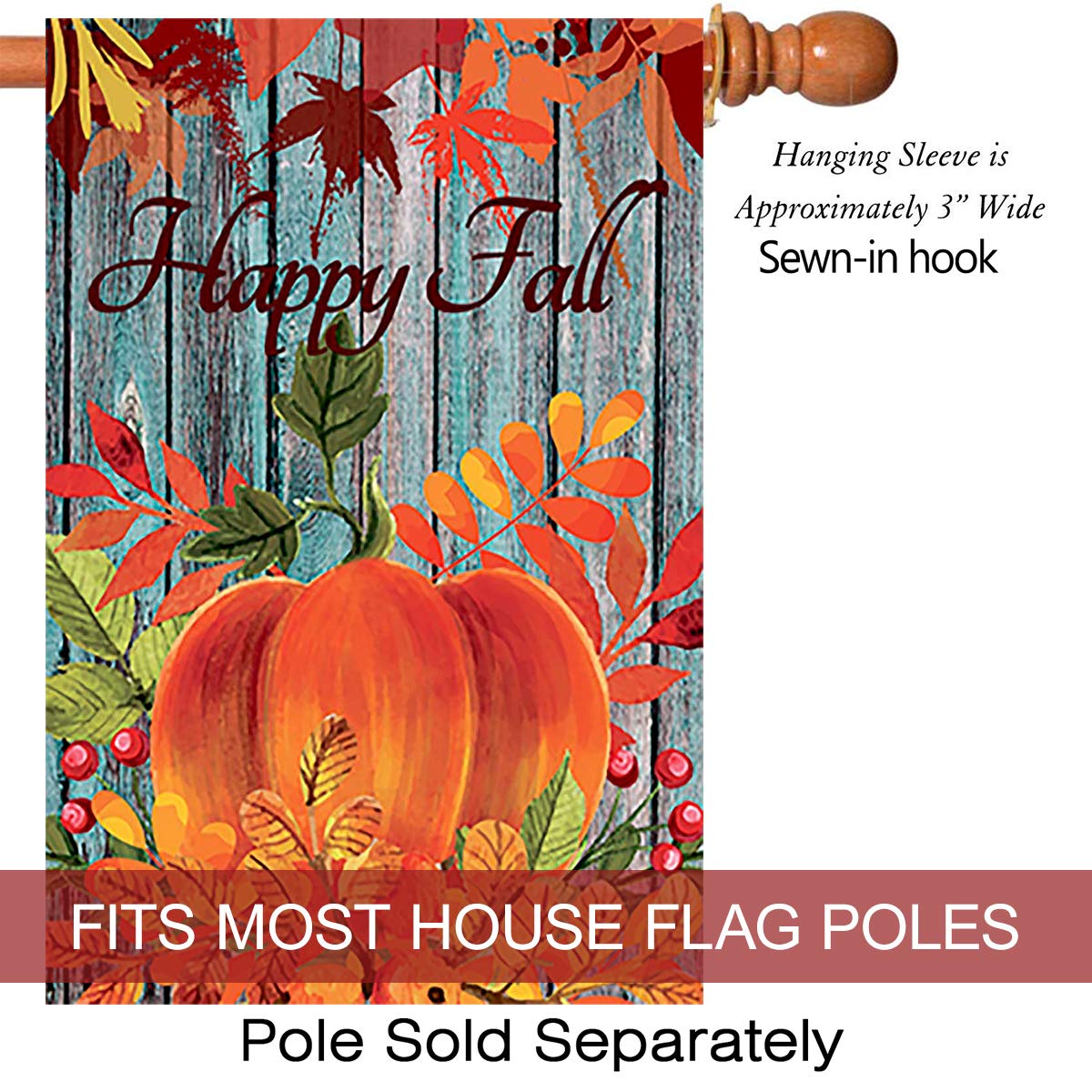 Happy Fall Garden Flag Double Sided - Autumn Leaves & Rustic Pumpkin Yard Flag 28x40 Inches - Seasonal Home Decor for Front Porch, Lawn, and Outdoor Thanksgiving Decoration