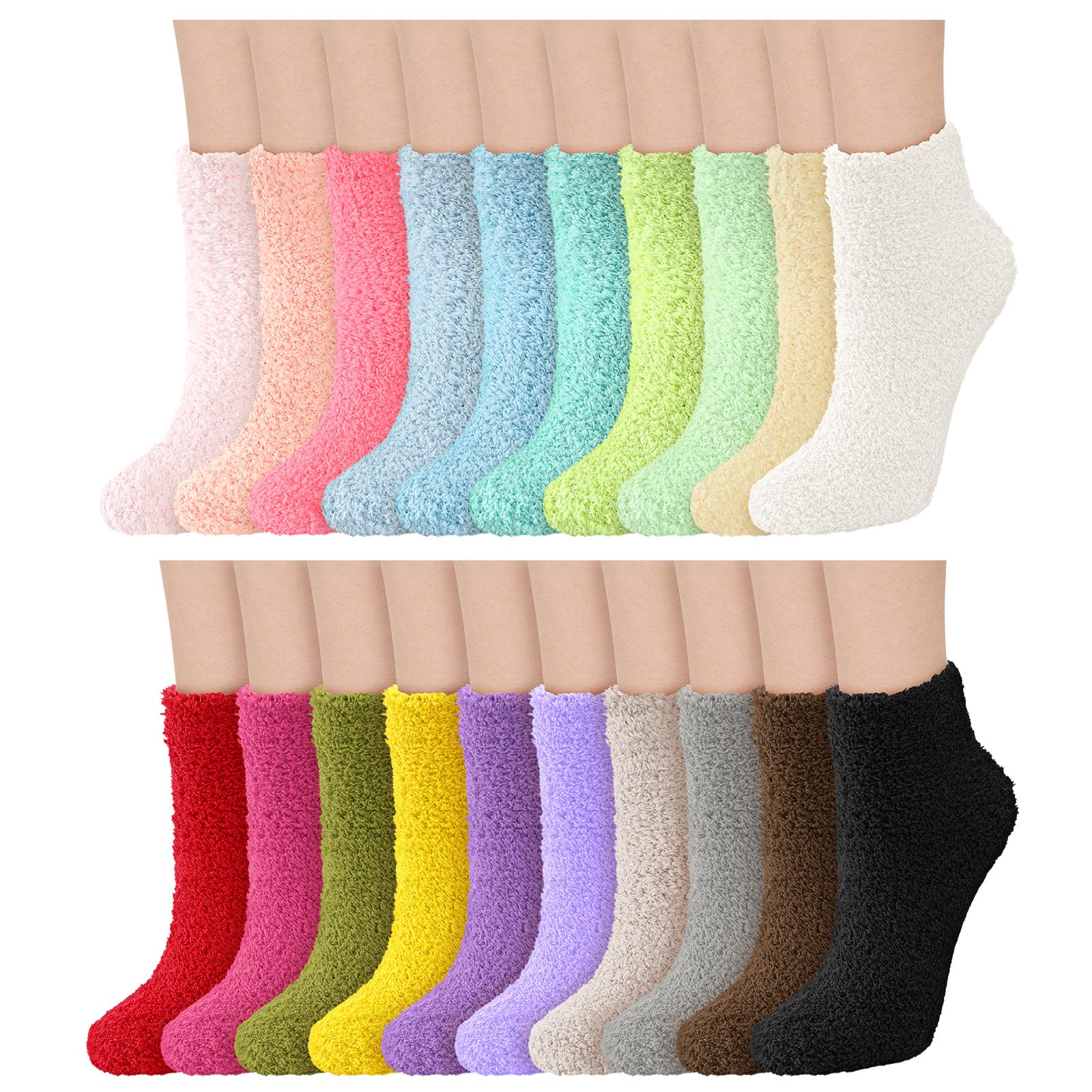 20 Pairs Women's Winter Warm Fuzzy Socks - Soft Cozy Sleeping Slipper Socks for Girls, Kids & Teens - Perfect for Cold Weather, Lounge & Home Comfort