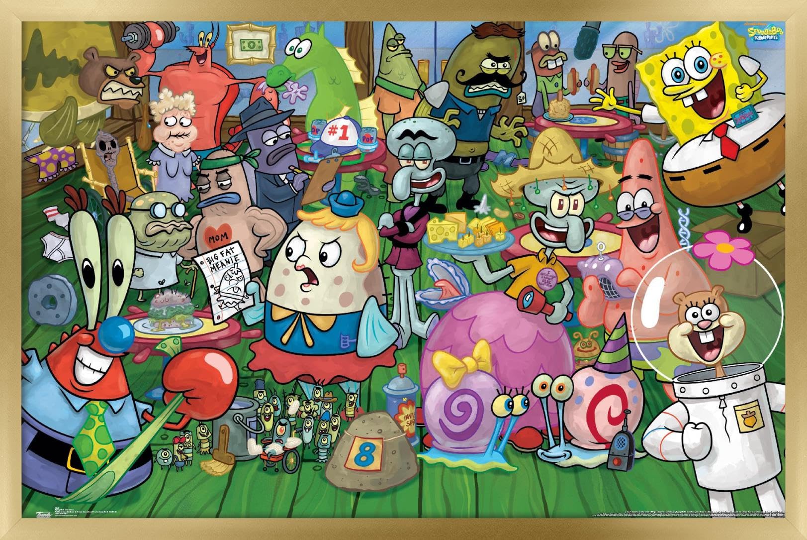Trends International Nickelodeon SpongeBob SquarePants Gold Framed Wall Poster 22.375 x 34 Inches - Cartoon Home Decor for Kids Room, Living Room & Office