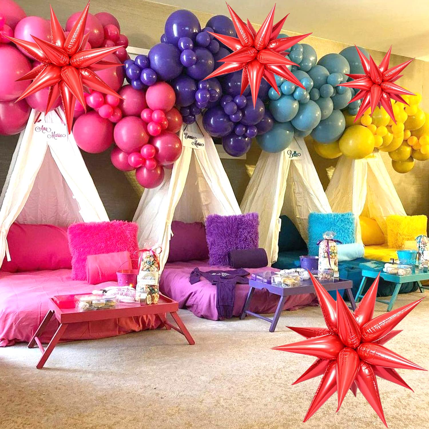 50Pcs Red Star Metallic Foil Balloons for Birthday Party, Graduation, Christmas Decorations – Fun & Shiny Event Balloons for Business Events, Home Decor & Celebrations
