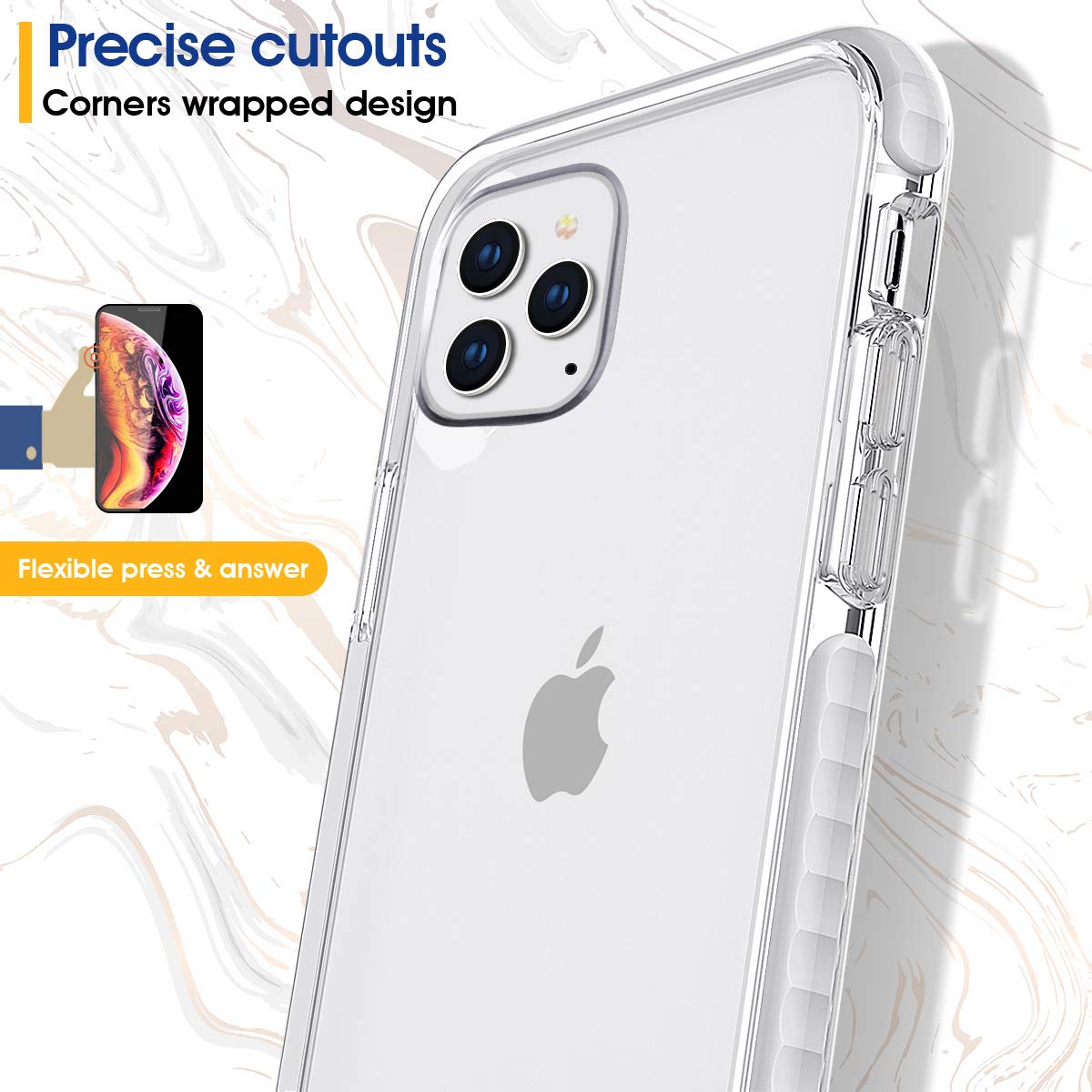 MATEPROX iPhone 11 Pro Case - Ultra Thin Crystal Clear Shockproof Bumper Cover with Scratch Protection | Perfect for Everyday Use, Office Work & Outdoor Activities (White)