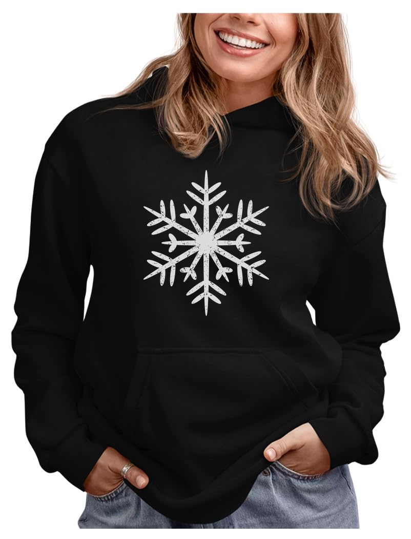 Women's Snowflake Christmas Hoodie - Cozy Holiday Sweatshirt for Xmas Parties