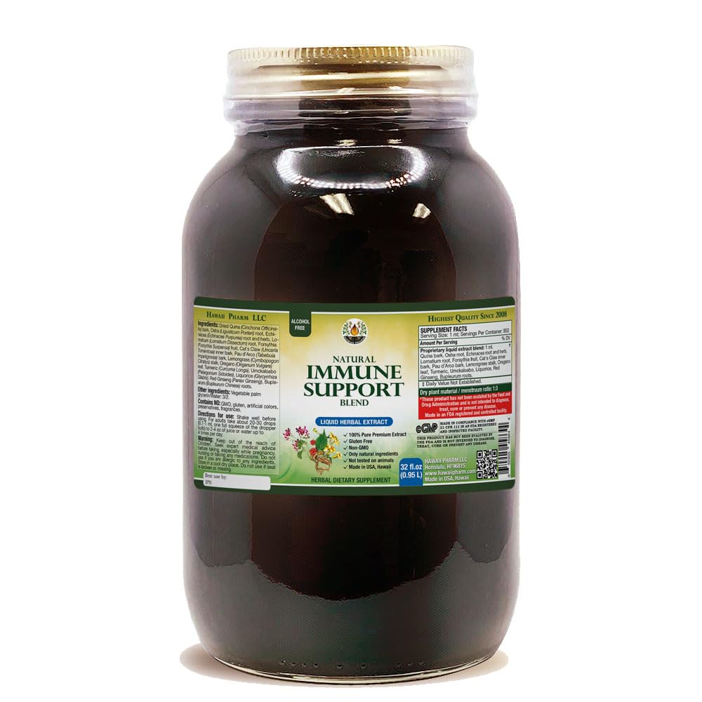 Natural Immune Support Supplement - Alcohol-Free Herbal Extract with Quina, OSHA, Echinacea & 9 More Powerful Herbs (32 oz) - Boost Wellness for Cold Season, Travel & Daily Immune Defense
