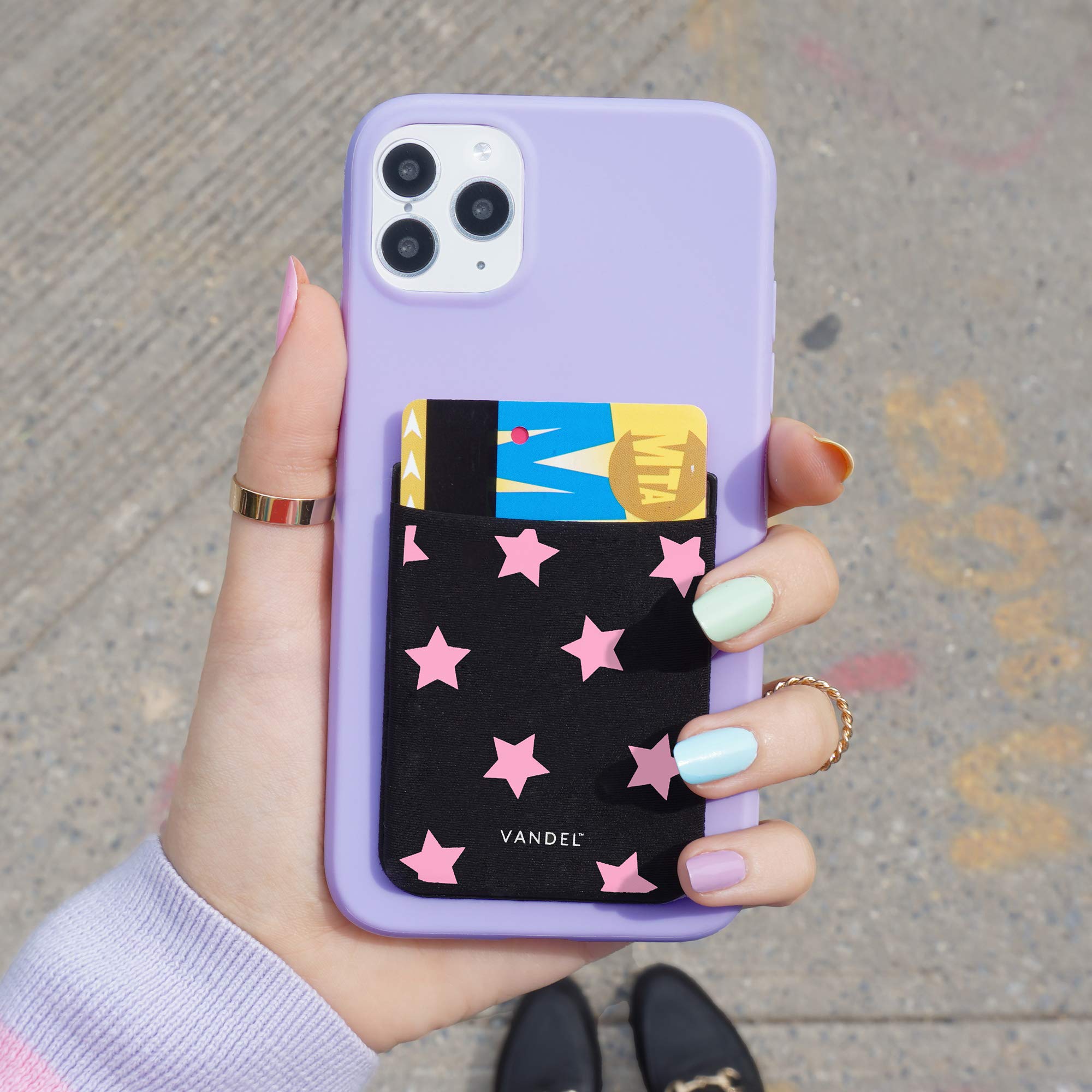VANDEL Stick-On Fabric Phone Wallet for Women - Cute Credit Card Holder for iPhone Case, Adhesive Back Pocket for Cards & Cash (Perfect for Shopping, Travel & Everyday Use)