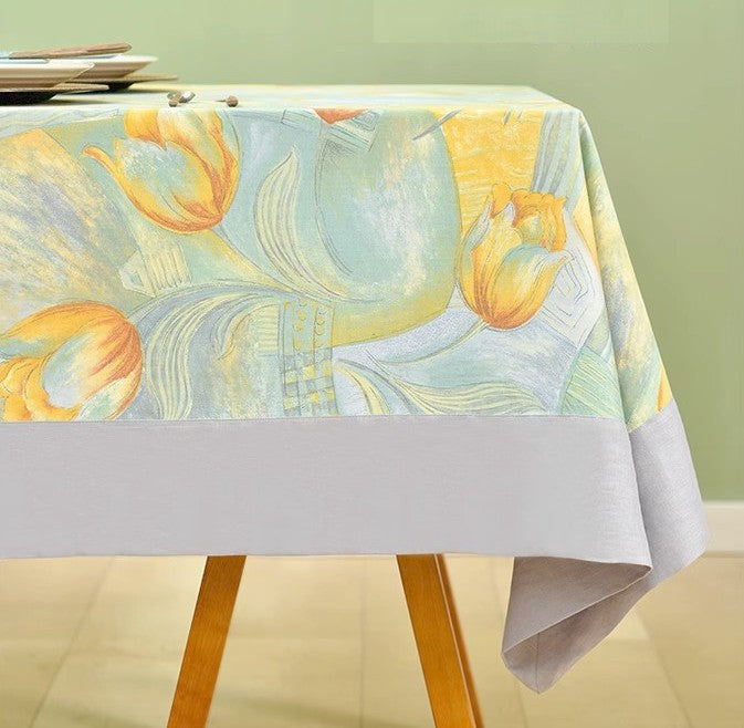 Country Farmhouse Tablecloth - Extra Large Rectangle Dining Table Cover with Tulip Flowers, Rustic Kitchen Tablecloth for Round or Square Tables | Perfect for Farmhouse Decor, Dinner Parties & Holiday Gatherings