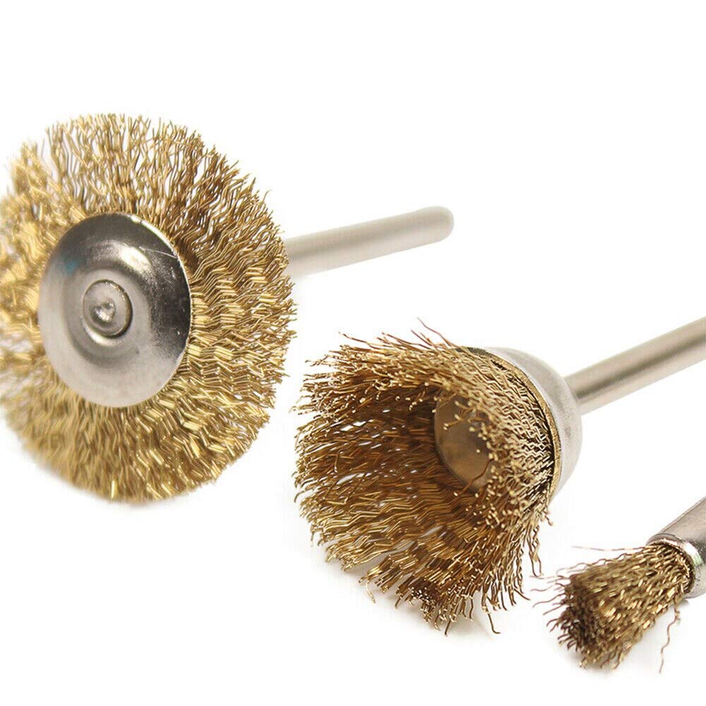 15pcs Brass Wire Wheel Brush Set for Drills - Replacement Part for M.C, Rotary Tool, Carbon Brush Grinder - Perfect for Rust Removal, Weld Cleaning & Metal Polishing - DIY & Professional Use