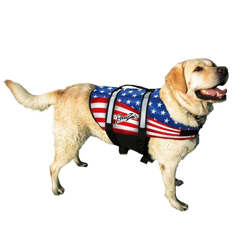 American Flag Dog Life Jacket - Small Size Pet Safety Vest for Swimming & Boating - Durable Flotation Aid for Small Dogs at Pool, Beach & Lake