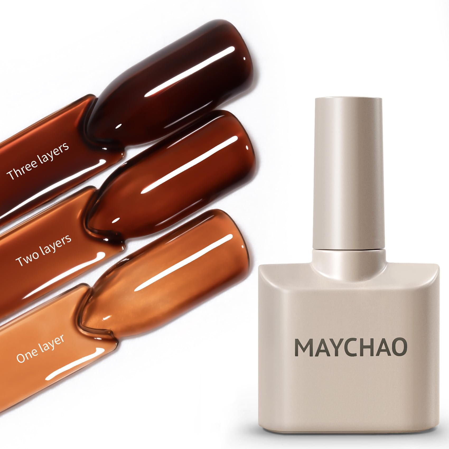 MAYCHAO 15ML Jelly Sheer Tortoise Shell Gel Nail Polish - Transparent Hot Cocoa Amber UV LED Soak Off Gel Polish for DIY Manicure at Home & Salon (0.5 OZ) | Perfect for Nail Art, French Tips & Everyday Wear