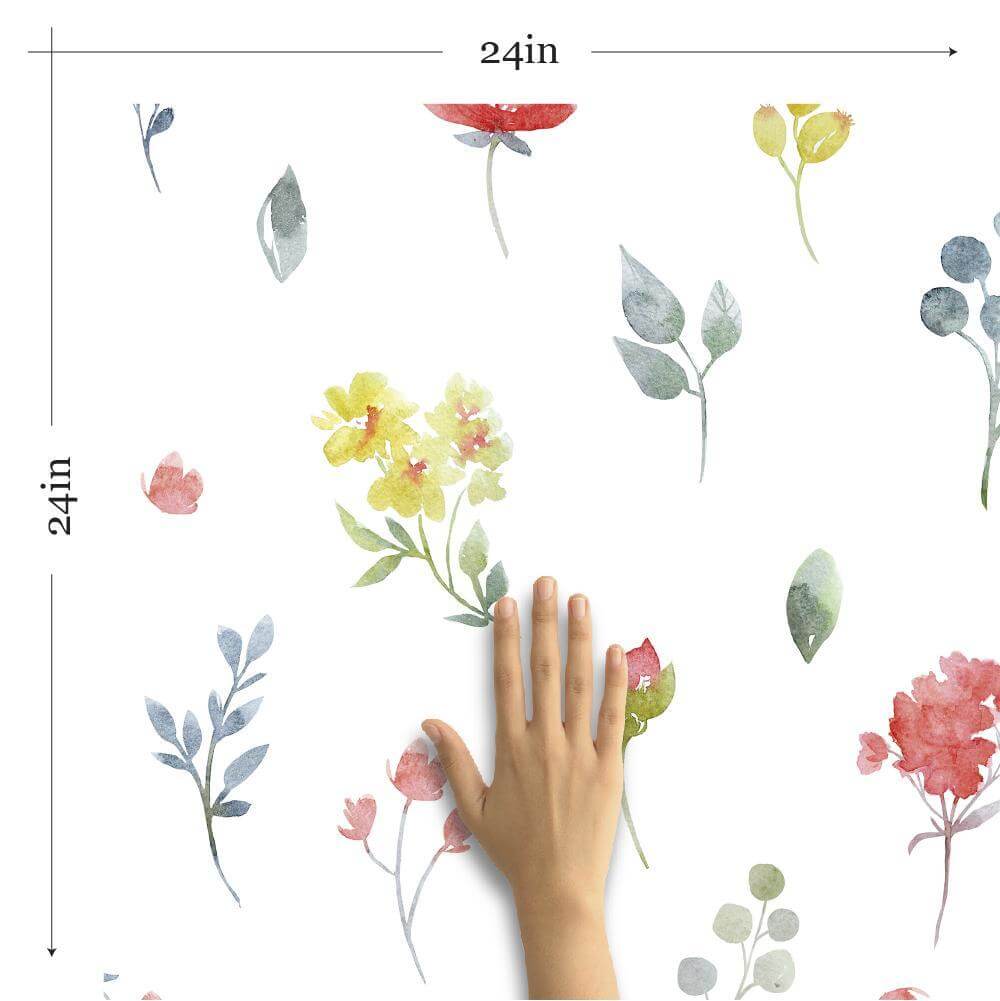 White Floral Peel and Stick Removable Wallpaper - Self-Adhesive Decorative Wall Covering for Bedroom, Living Room & Home Decor