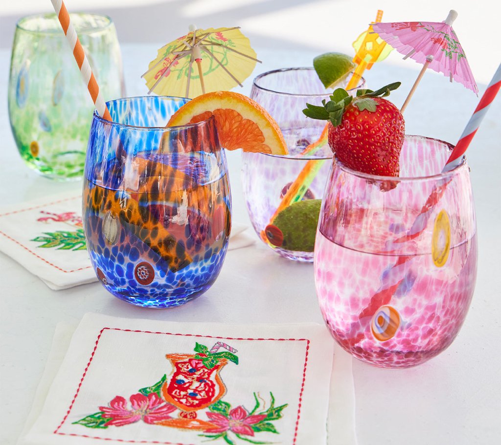 Premium Pink Gala Tumblers Set of 4 - Insulated Stainless Steel Cups for Iced Coffee, Smoothies & Outdoor Parties - BPA Free & Sweat-Proof Drinkware