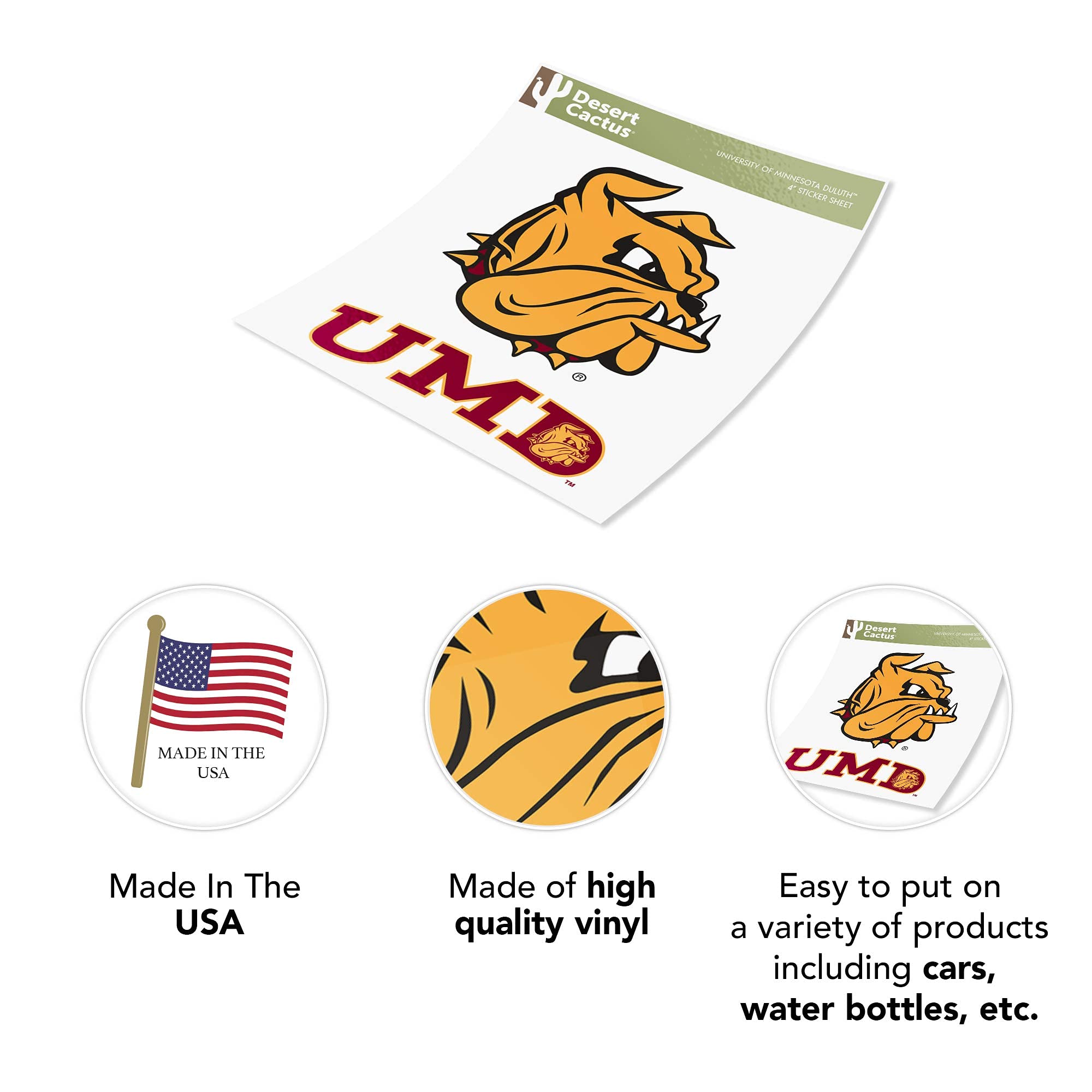 University of Minnesota Duluth Bulldogs UMD Champ Vinyl Decal Sticker Set - 4 Inch Waterproof Laptop, Water Bottle, Car & Scrapbook Decor - Perfect for School Spirit, College Gifts & Fan Accessories