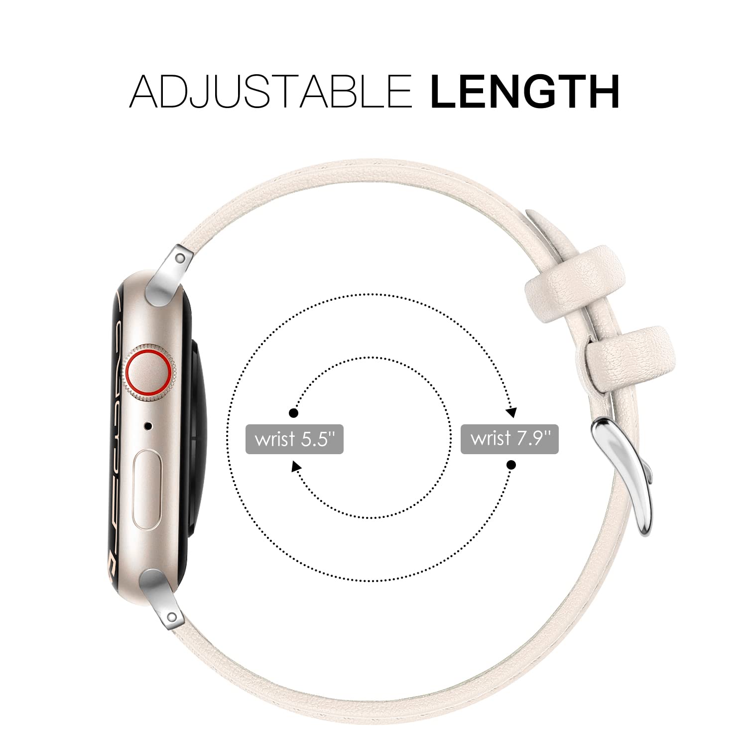 Genuine Leather Band for Apple Watch 38mm 40mm 41mm 42mm - Soft Replacement Strap Compatible with iWatch Series 10/9/8/7/6/5/4/3/2/1/SE/Sport Edition - Women's Fashion Accessory for Workout, Office & Daily Wear