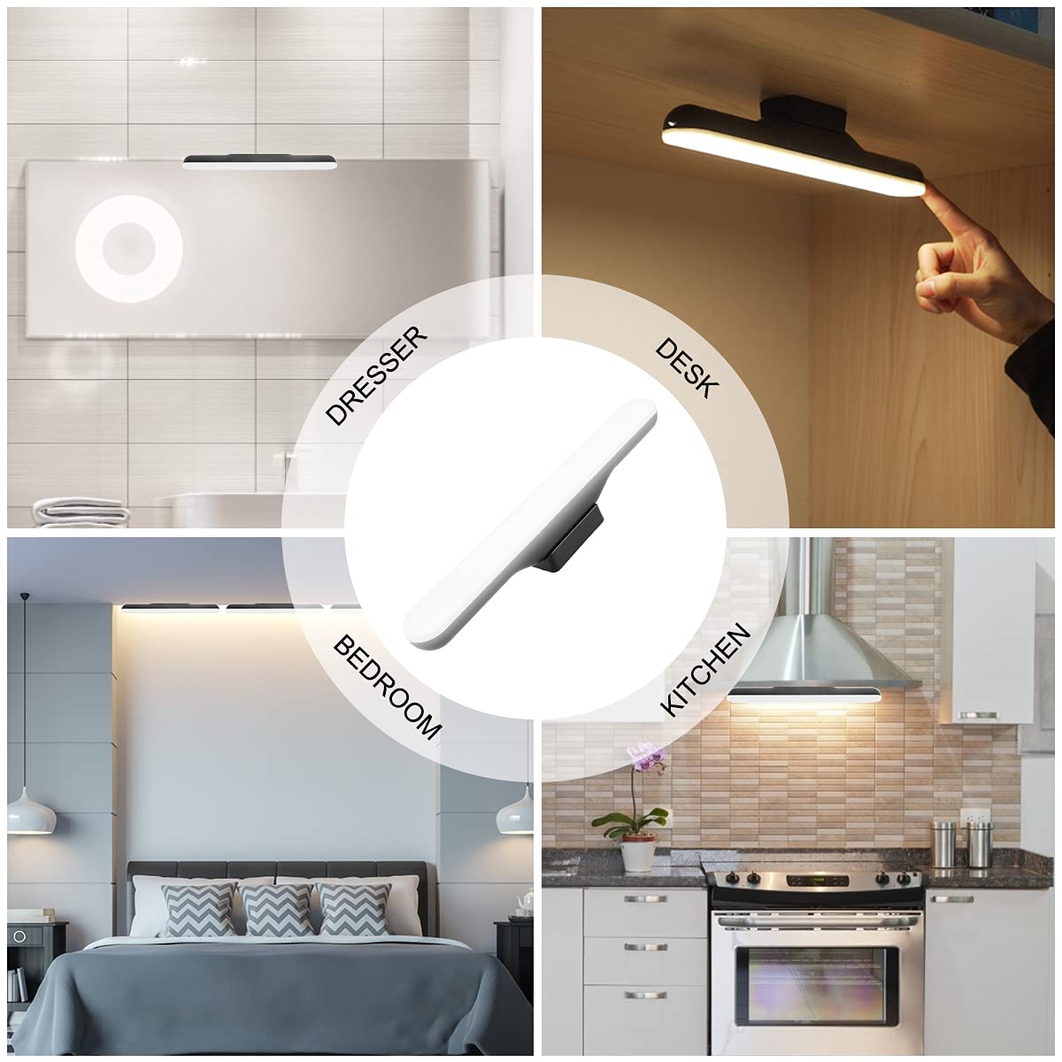 Dimmable LED Reading Light Bar - USB Rechargeable Wall Mounted Lamp with 3 Color Temperatures & 2300mAh Battery - Perfect for Bunk Beds, Study Rooms, and Nighttime Reading - Magnetic Mount Touch Control Stick Light