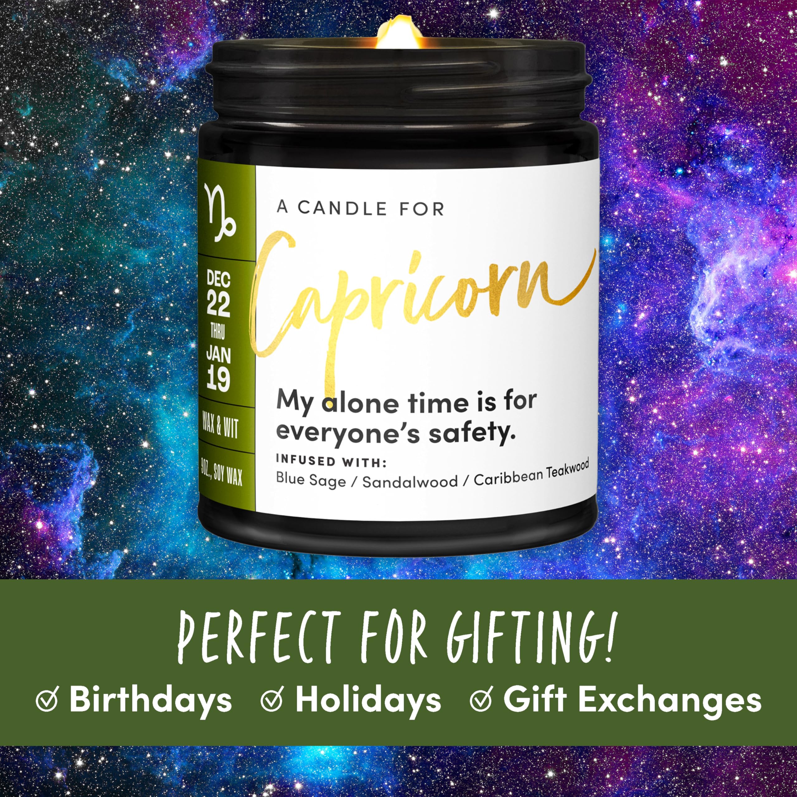 Capricorn Zodiac Candle for Women - 9oz Astrology Gift for December & January Birthdays, Unique Horoscope Present - Perfect for Meditation, Relaxation & Home Decor