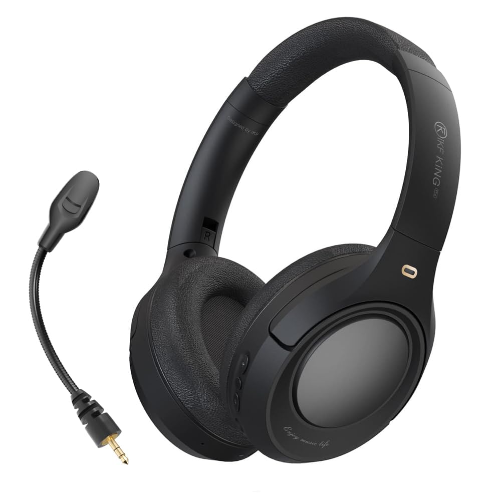 iKF King Pro Hybrid Active Noise Cancelling Headphones - Bluetooth 5.3 Wireless Headset with HiFi Sound, Deep Bass & 125H Playtime for Travel, Work & Gaming | Built-in Mic, Multipoint Connection (Black)