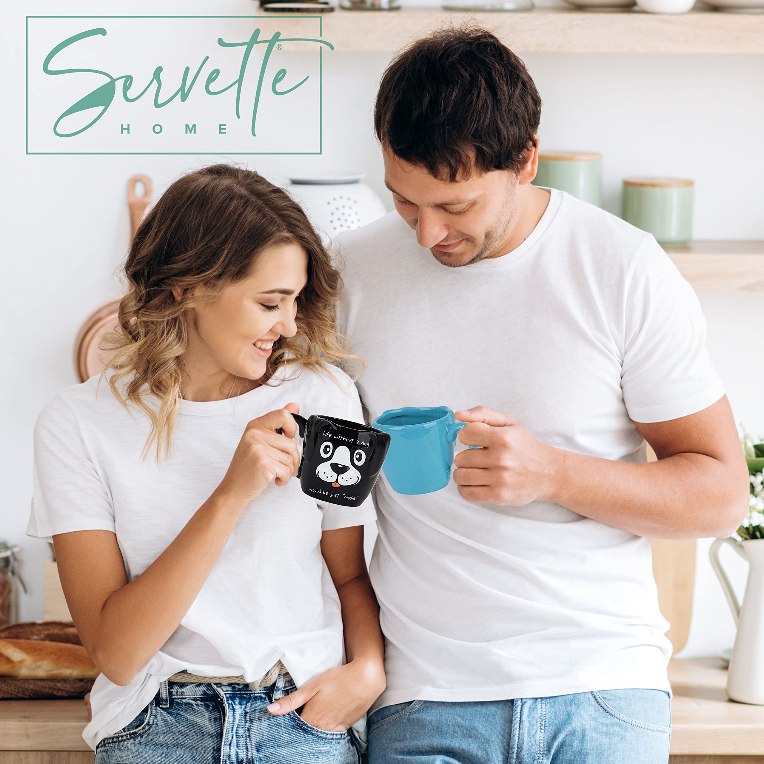 Servette Home Black Dog Coffee Mug - 15oz Ceramic Cup for Dog Lovers, Perfect for Coffee, Tea & Hot Drinks - Great Gift for Pet Owners, Dog Birthday & Housewarming - Use at Home, Office or as a Thoughtful Present