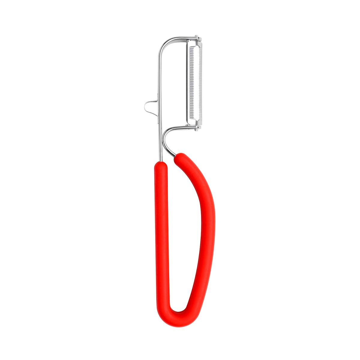 Premium Dual Serrated Blade Peeler - Effortless Vegetable & Fruit Peeling - Ergonomic Red Handle for Comfort - Perfect for Kitchen, Camping & Meal Prep