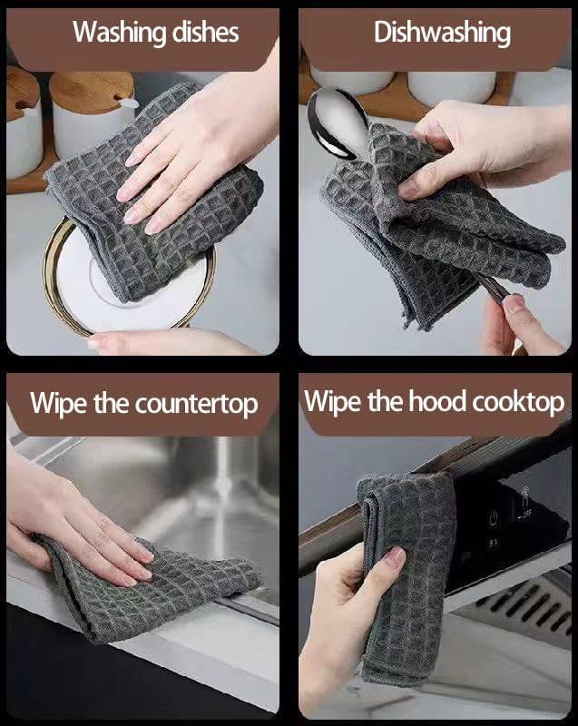 **Premium Absorbent Kitchen Cleaning Towels - 4 Pack Multicolor | Super Soft & Washable Dish Drying Cloths | Reusable for Home, Kitchen, Car & Windows | Ideal for Spills, Dishes & Household Cleaning**