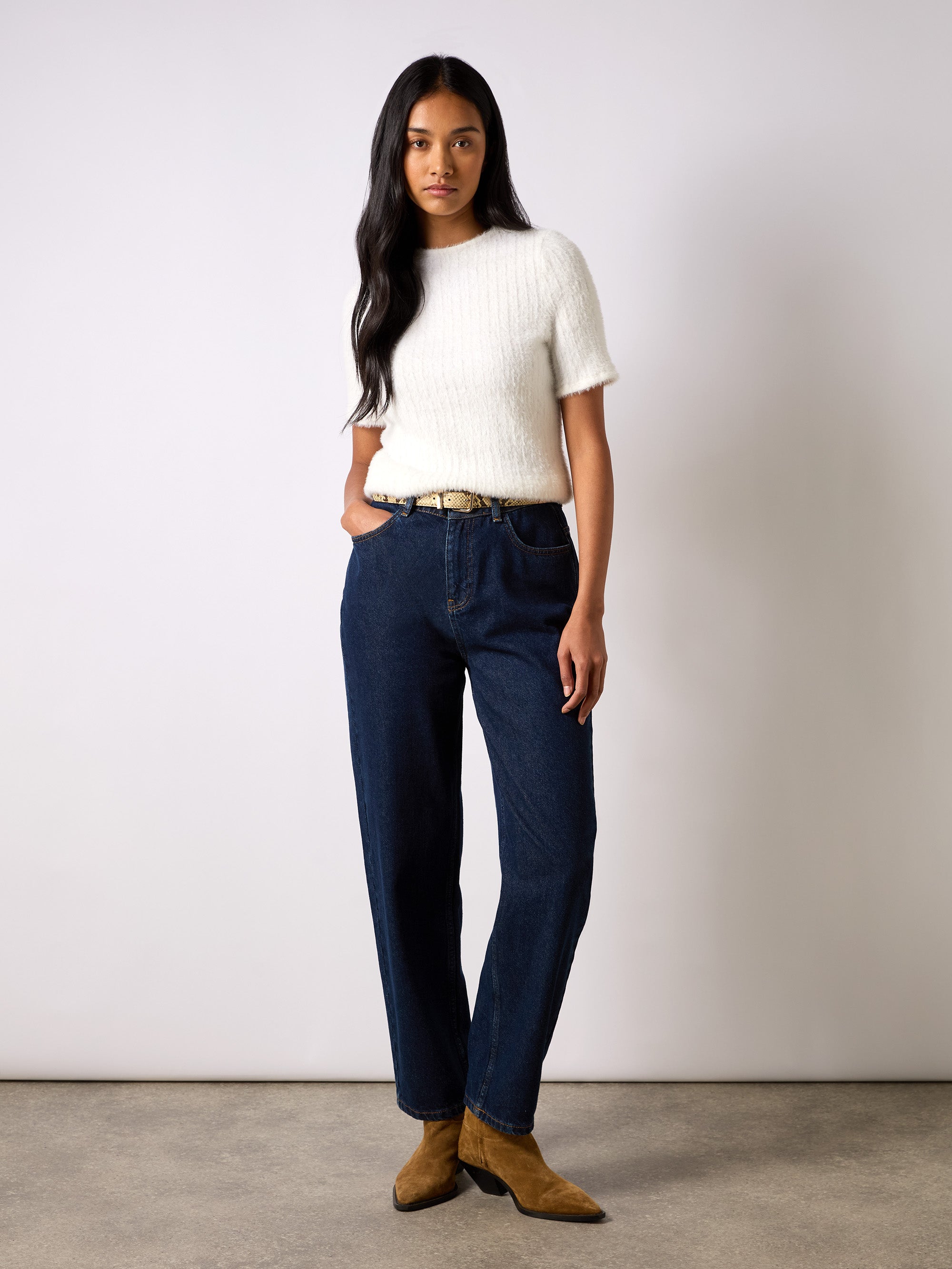 Ivory Fluffy Ribbed Top for Women - Soft Knit Blouse for Casual Wear & Layering | Perfect for Office, Dates & Everyday Outfits