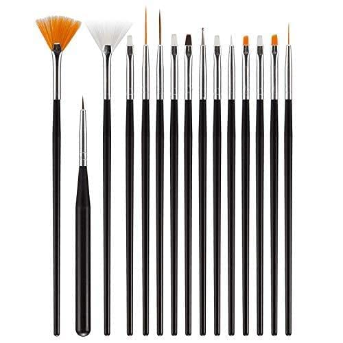Famezia 15 Piece Professional Acrylic Nail Brush Set - Salon Quality Nail Art Kit for Home Use - Multicolor Nail Design Tools - Perfect for DIY Manicures, Gel Extensions & Nail Art Creations