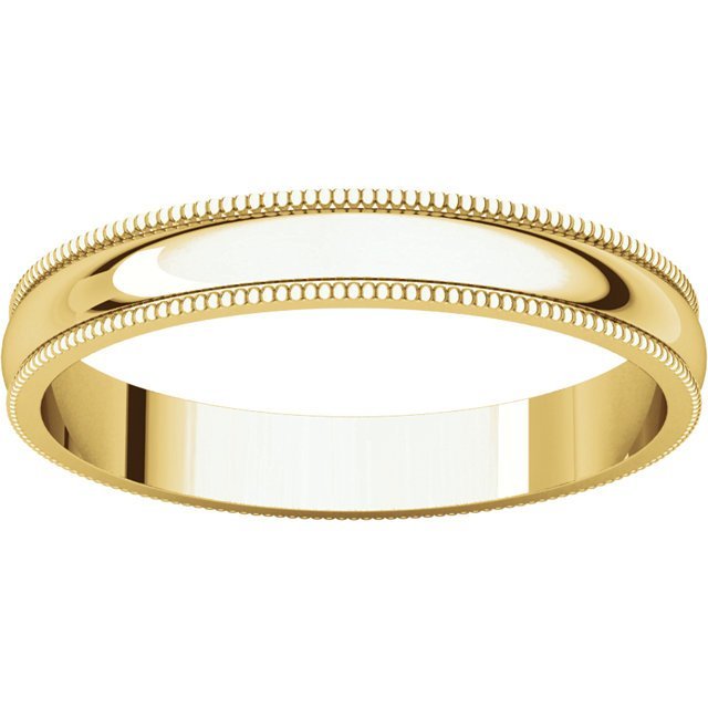 14K Gold 3mm Lightweight Milgrain Wedding Band for Women - Elegant & Durable Ring for Engagement, Anniversary, and Everyday Wear