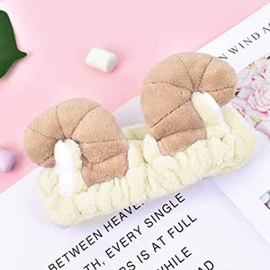 Cute Animal Ears Headbands with Fluffy Ball - Soft Coral Fleece Elastic Hair Band for Women - Pack of 3 - Perfect for Washing Face, Makeup, Skincare and Cosplay Costume Accessories