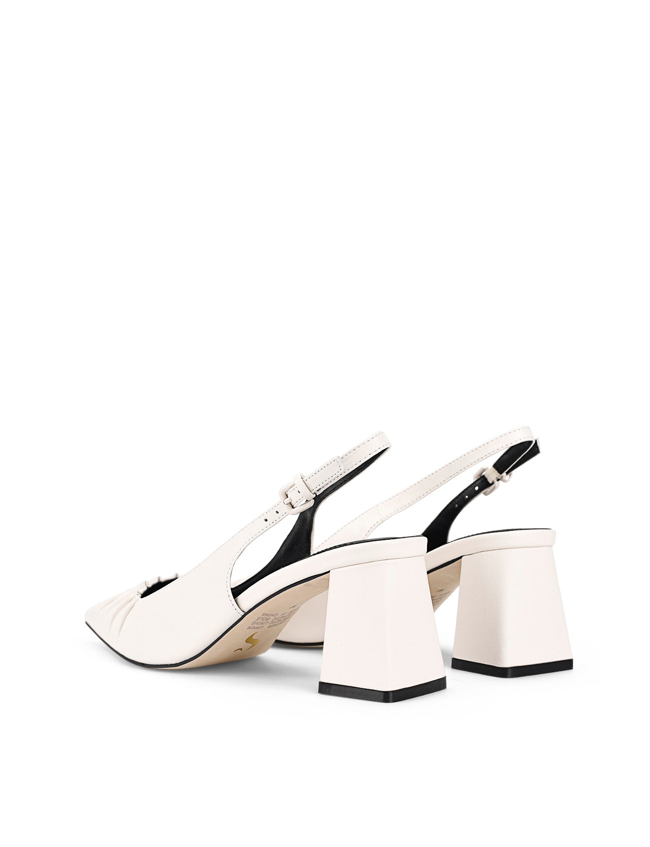 Yabell Women's Slingback Block Heels - Comfortable Chunky Heel Sandals in Premium Chalk White Leather | Perfect for Office, Wedding & Summer Outfits