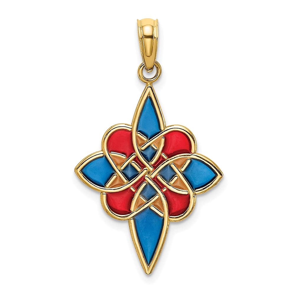 Auriga Fine Jewelry 14k Yellow Gold Enameled Celtic Knot Charm Pendant Necklace for Women - Perfect Gift for Anniversary, Birthday & Special Occasions