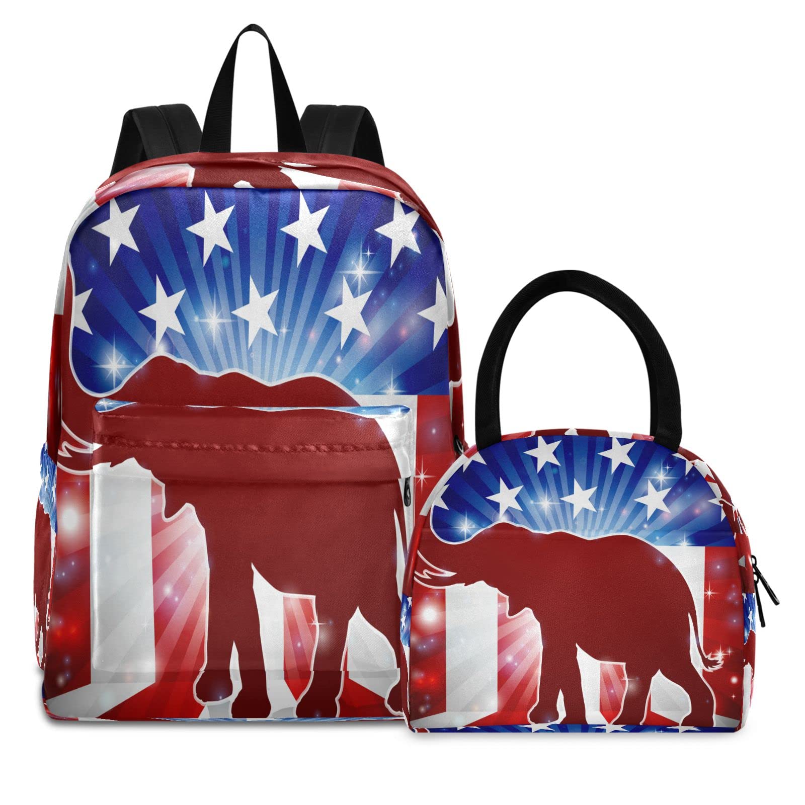 Kigai Elephant Silhouette Backpack for Girls & Boys - Waterproof School Backpack Set with Lunch Bag - Perfect for School, Travel & Outdoor Adventures