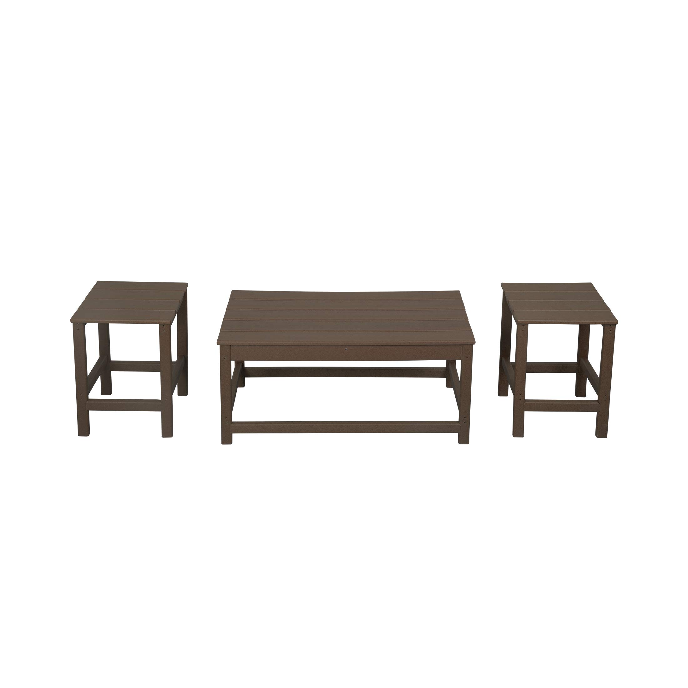 HDPE 2-Piece Side & Coffee Table Set for Adirondack Chairs - Weatherproof Outdoor Furniture for Patio, Garden, Backyard